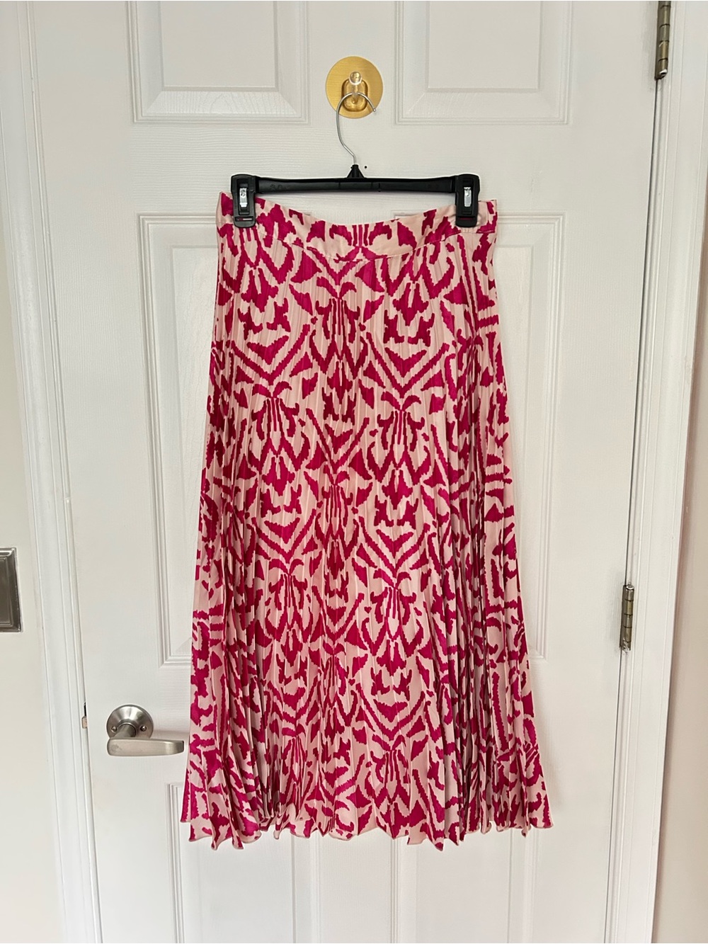 Mango Pink Pleated Midi Skirt Large